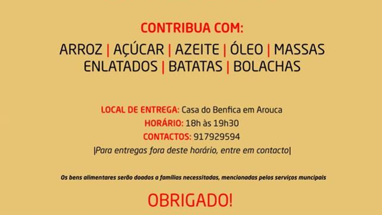 Recolha de bens alimentares na Casa Benfica Arouca
