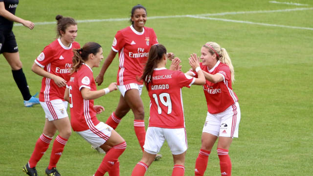 Festejos do futebol feminino do Benfica