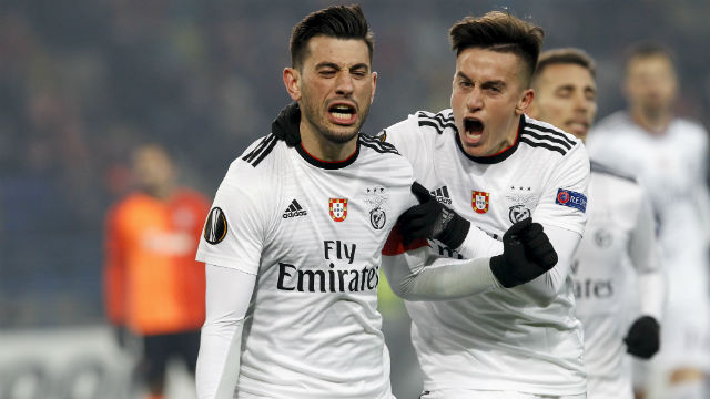 Pizzi e Cervi festejam golo no Shakhtar-Benfica