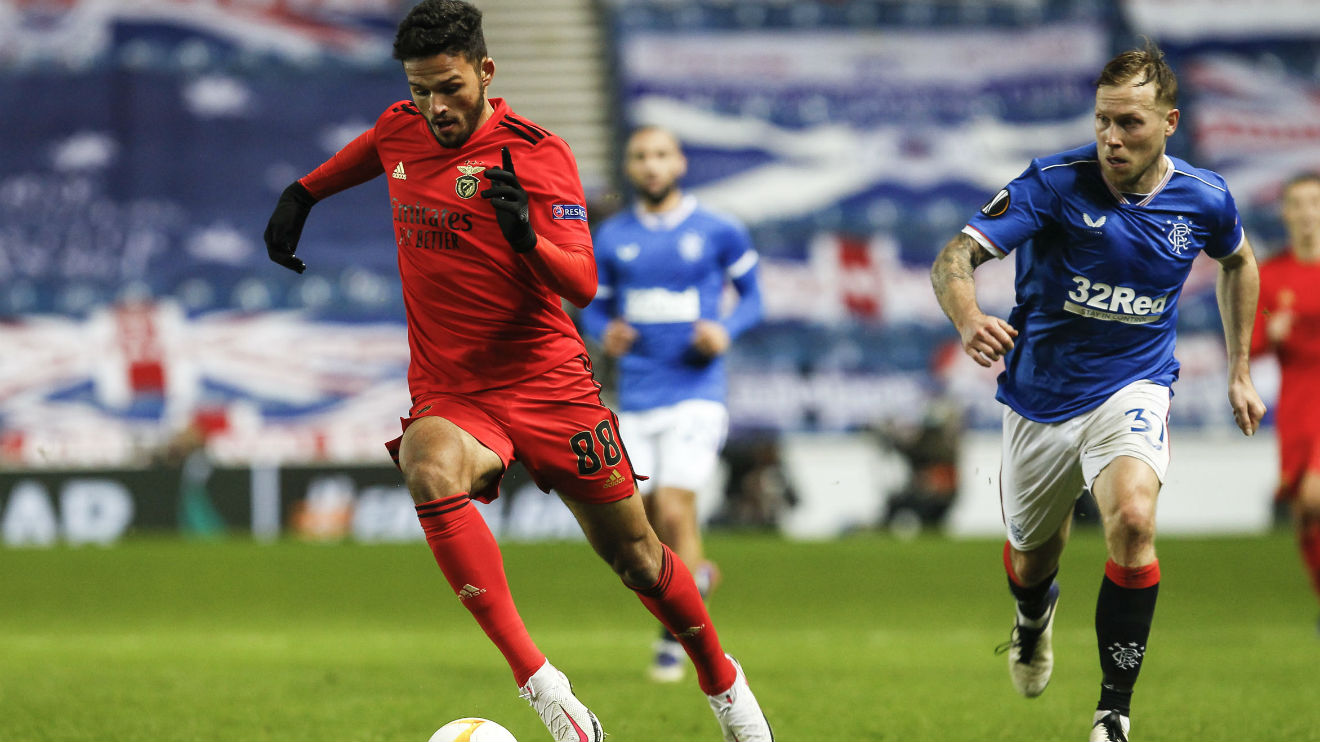Gonçalo Ramos Rangers-Benfica Liga Europa