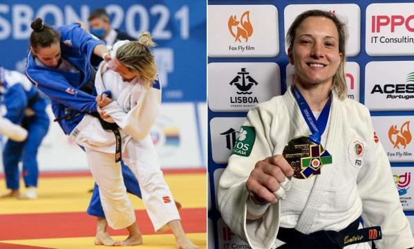Telma Monteiro com a medalha de ouro