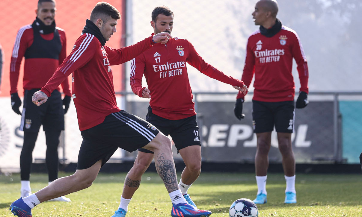 Treino da equipa de futebol do Benfica