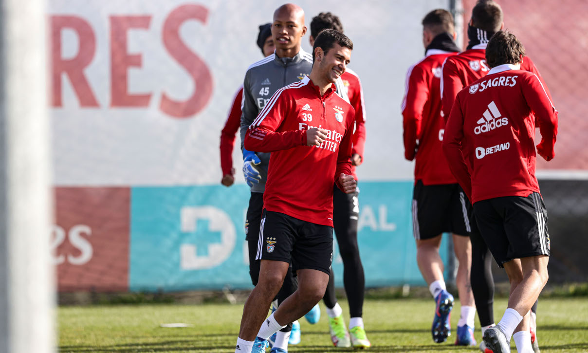 Treino da equipa de futebol do Benfica