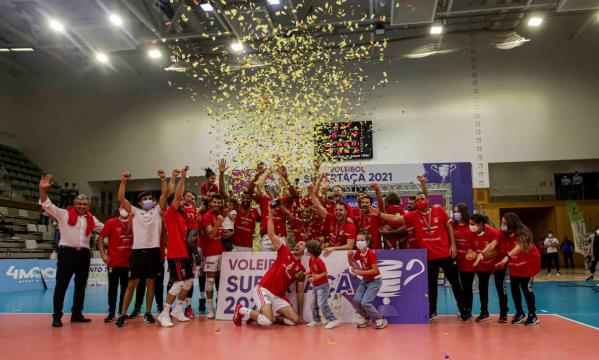 Festejos da equipa de voleibol do SL Benfica