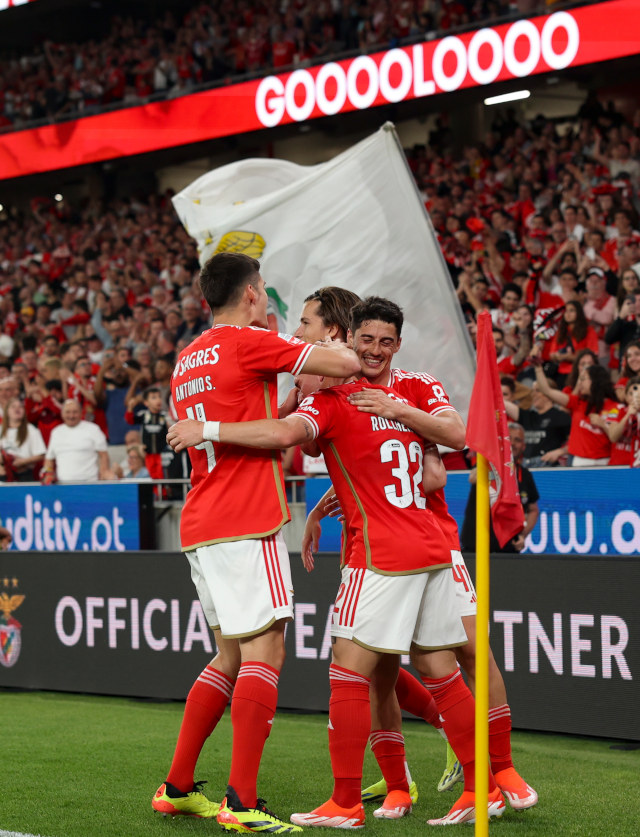 Festejo dos jogadores do Benfica