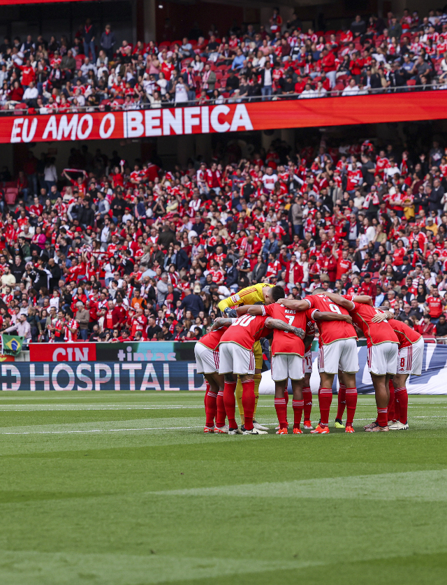 Jogadores do Benfica fazem a roda no Est&#225;dio da Luz