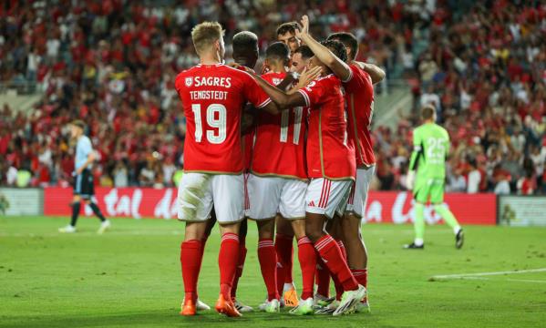 Os festejos dos jogadores do Benfica