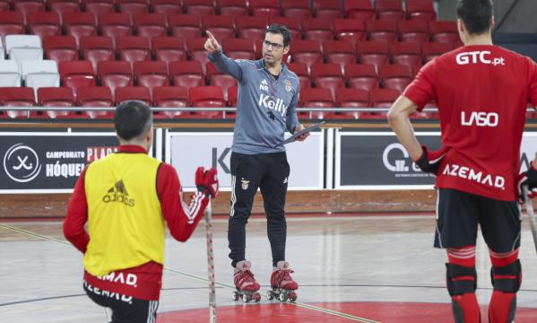 Nuno Resende durante o treino do Benfica