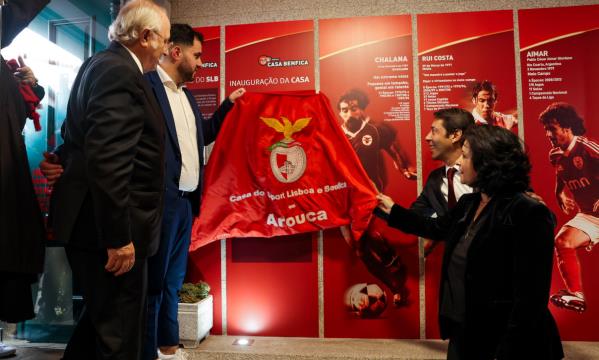 Presidente Rui Costa no momento da inaugura&#231;&#227;o oficial das instala&#231;&#245;es da Casa Benfica Arouca