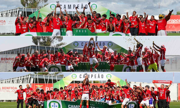 Juniores, Juvenis e Iniciados com os respetivos trof&#233;us dos Campeonatos Nacionais