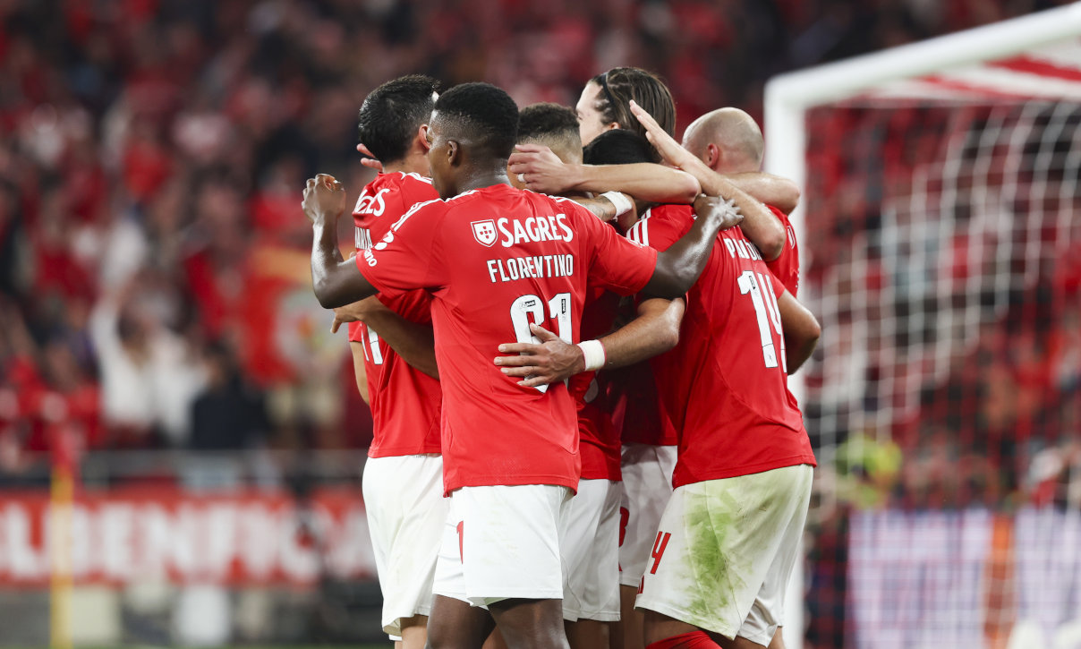 Festejos dos jogadores do Benfica