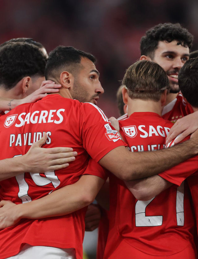 Festejos dos jogadores do Benfica