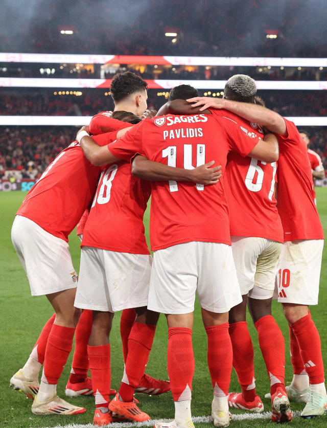 Festejos dos jogadores do Benfica
