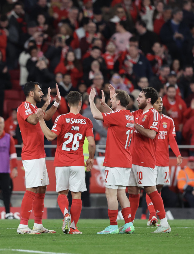 Festejo dos jogadores do Benfica