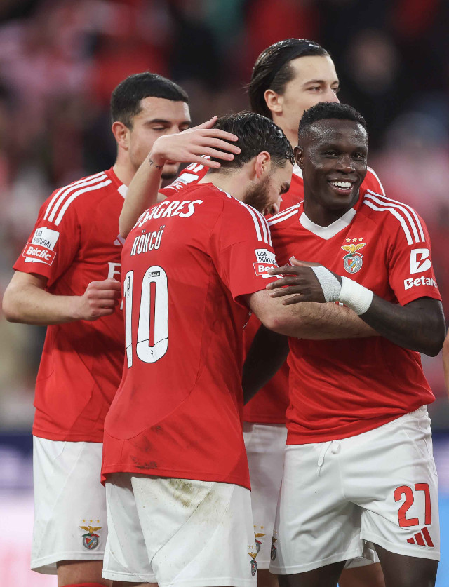 Festejo dos jogadores do Benfica