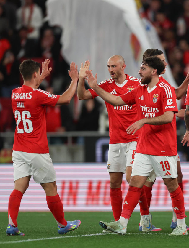 Festejo dos jogadores do Benfica