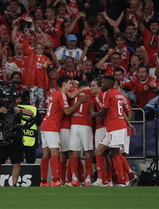 Festejo dos jogadores do Benfica
