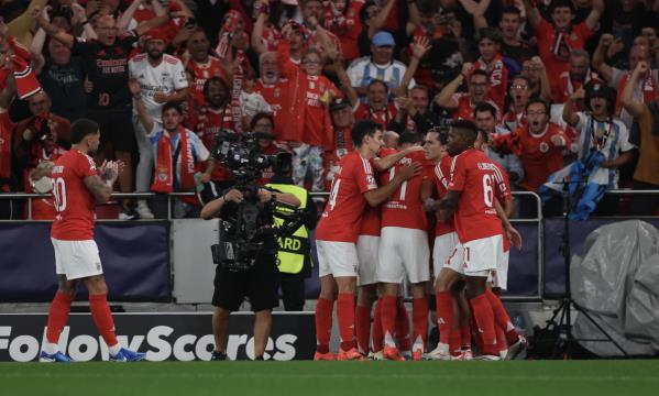Festejo dos jogadores do Benfica