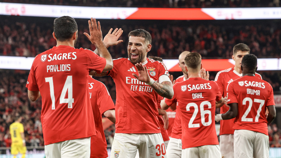 Festejo dos jogadores do Benfica