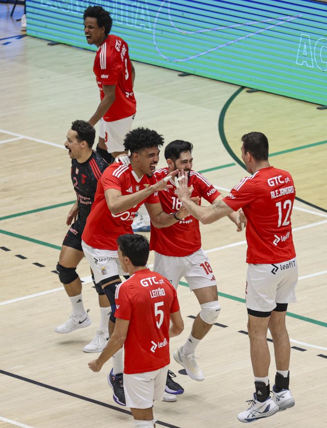 Os festejos dos jogadores do Benfica
