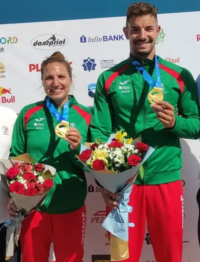 Teresa Portela et Messias Baptista ont remport&#233; l&#39;or lors du K2 500 m&#232;tres mixtes