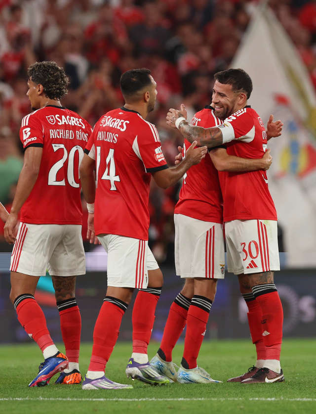 Festejos dos jogadores do Benfica