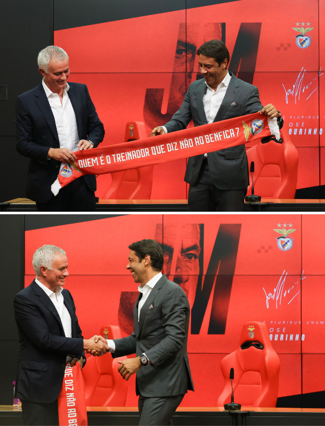 Jos&#233; Mourinho com o Presidente Rui Costa