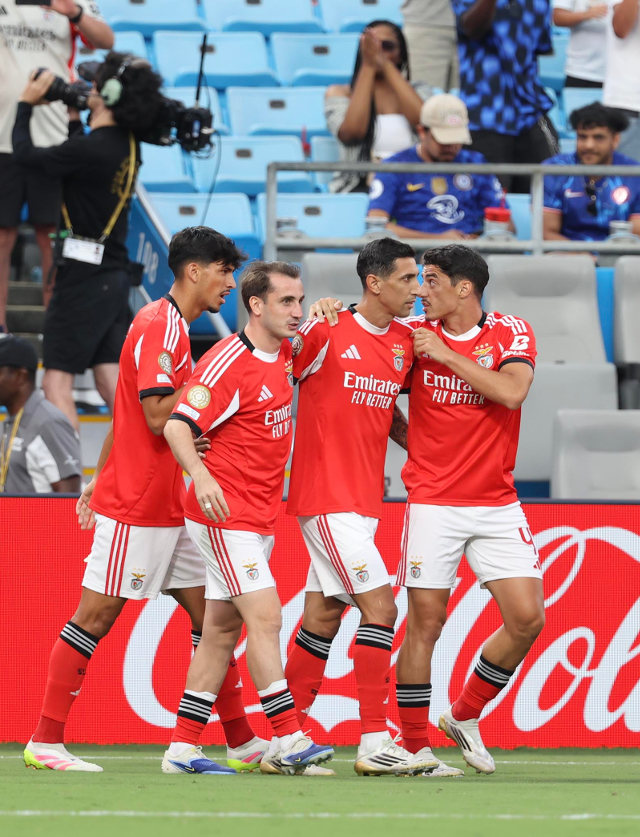 Os jogadores do Benfica após o golo de Di María