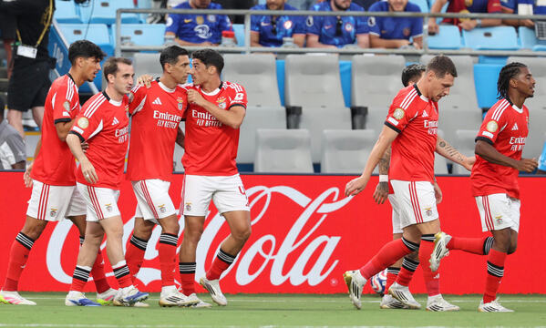 Os jogadores do Benfica após o golo de Di María