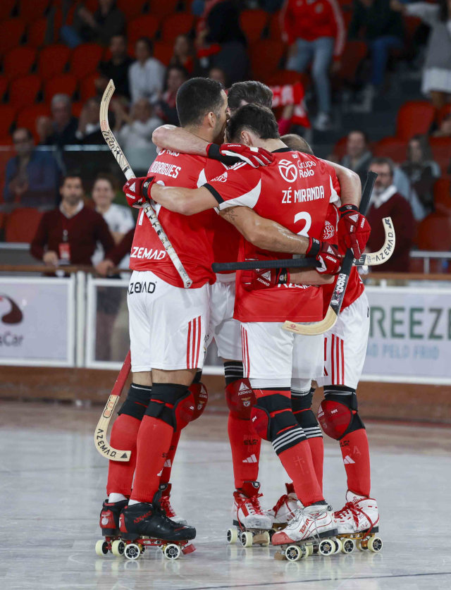 Festejos dos jogadores do Benfica