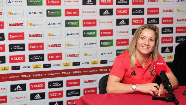 Telma Monteiro em conferência de imprensa