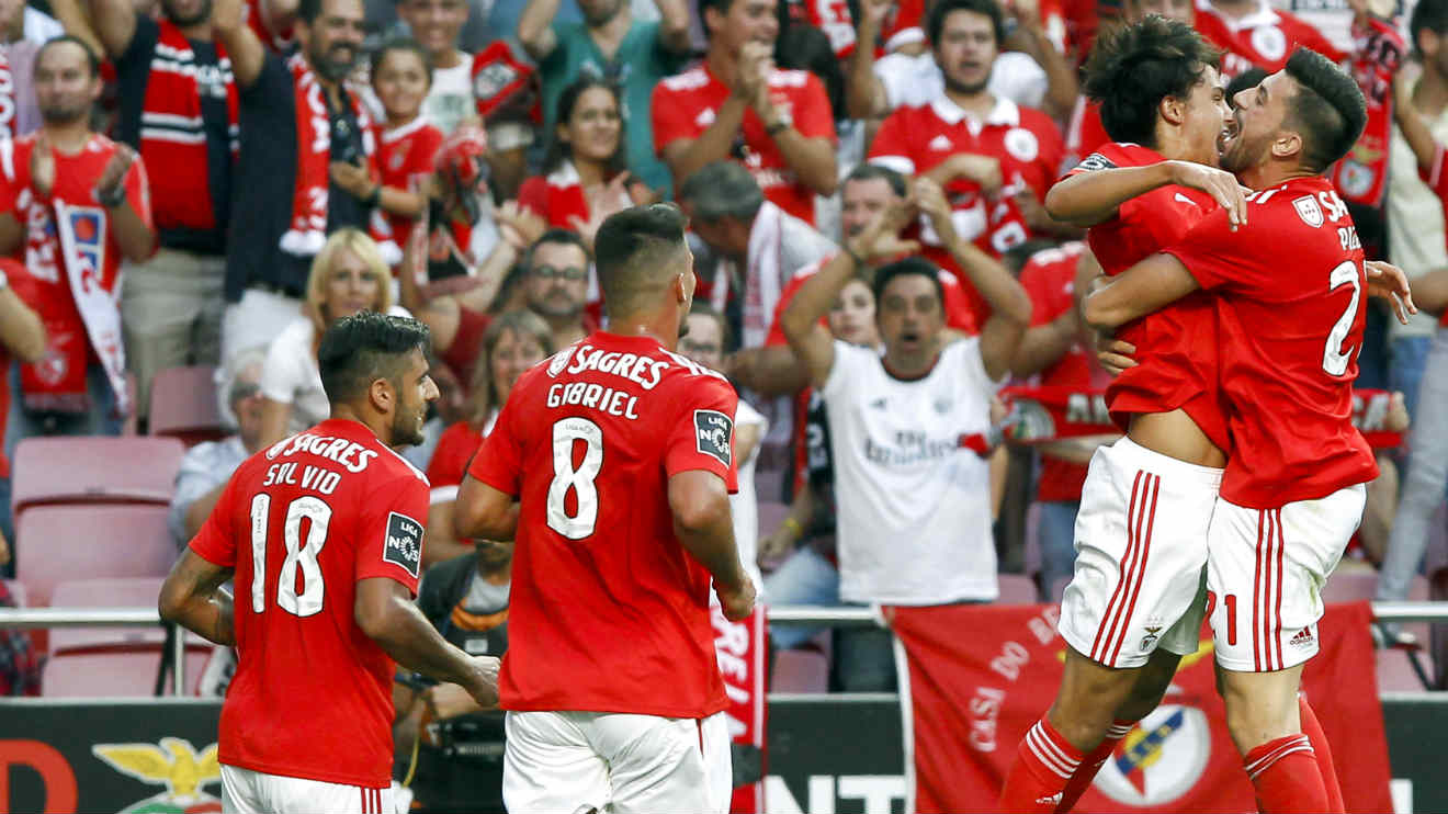 Benfica-Aves Golo de João Félix festejado