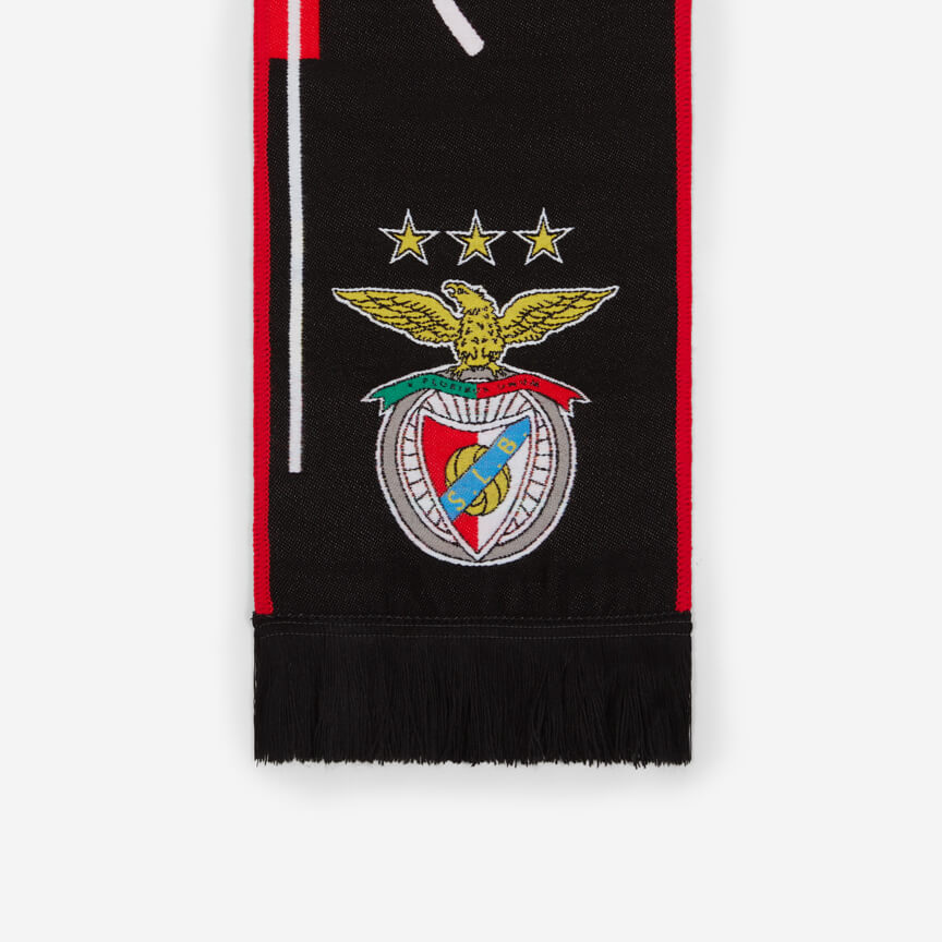 Cachecol Preto E Pluribus Unum com Emblema do SL Benfica