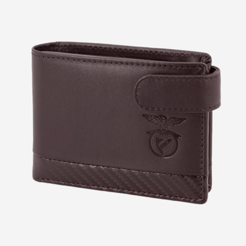 Cartera pequeña de piel marrón con clip SL Benfica