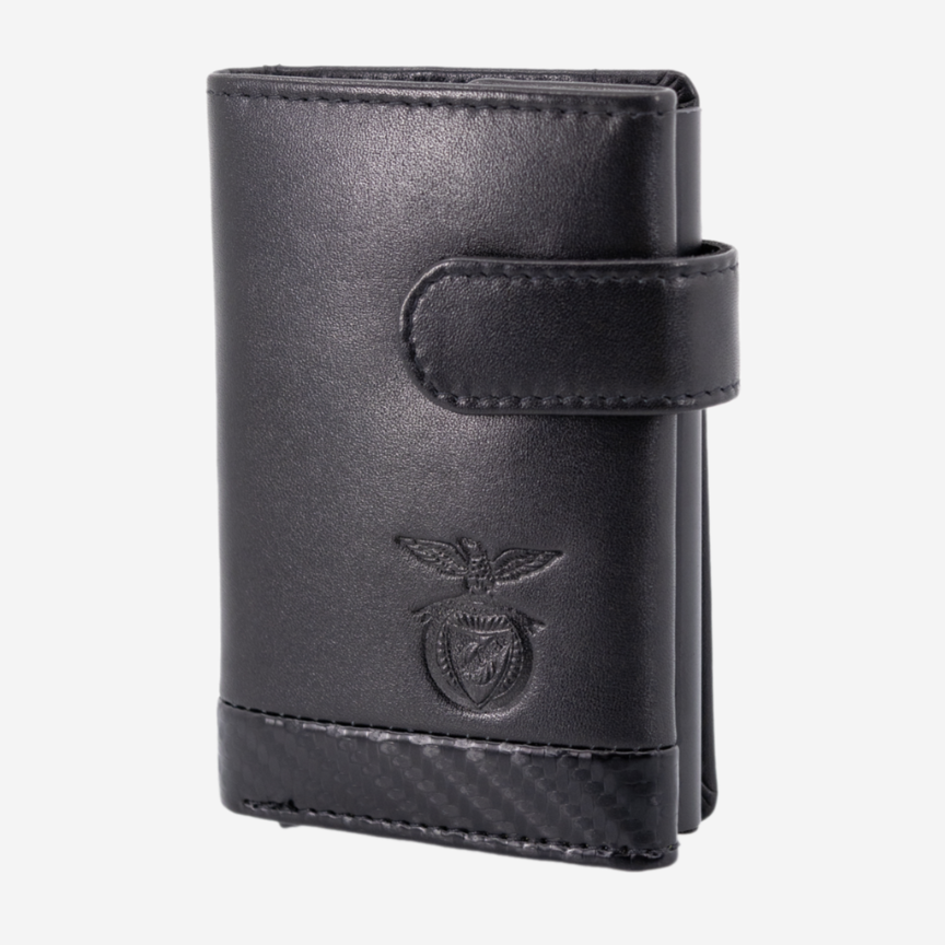 Porte-cartes en cuir noir avec éjecteur SL Benfica