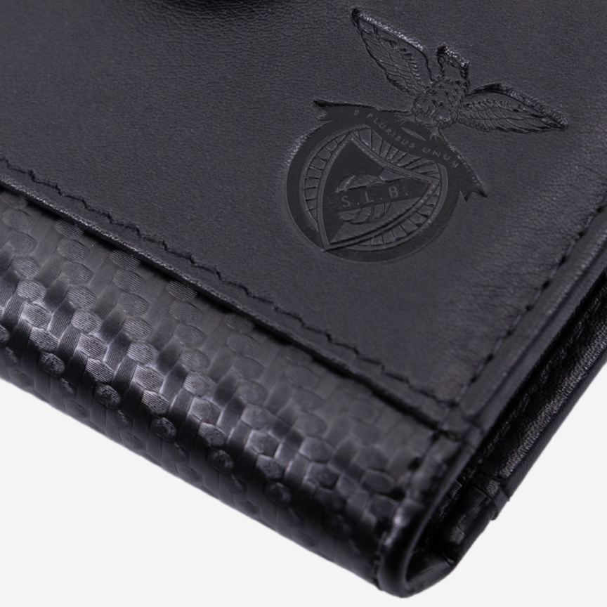 Porte-cartes Sport Lisboa e Benfica en cuir noir