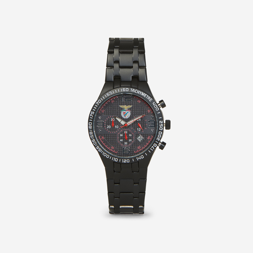 Relógio Preto com Emblema do Sport Lisboa e Benfica