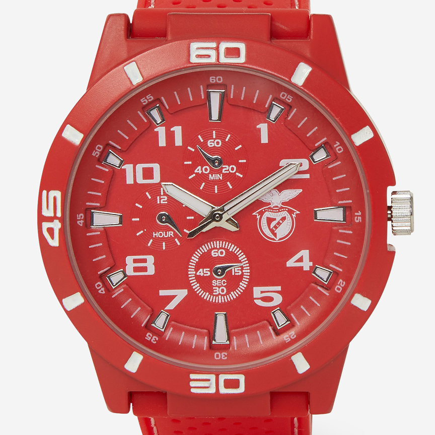 Relógio Vermelho com Emblema Monocromático do SL Benfica