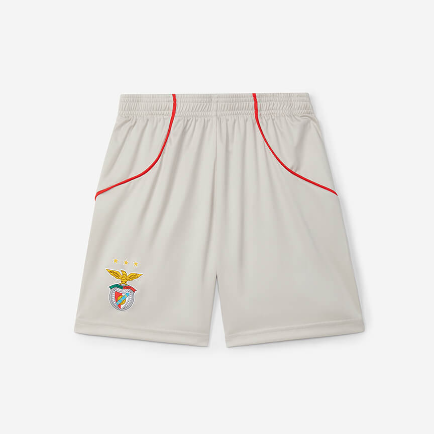 Réplica Calções Alternativos Beges para Criança SL Benfica 2025-2026