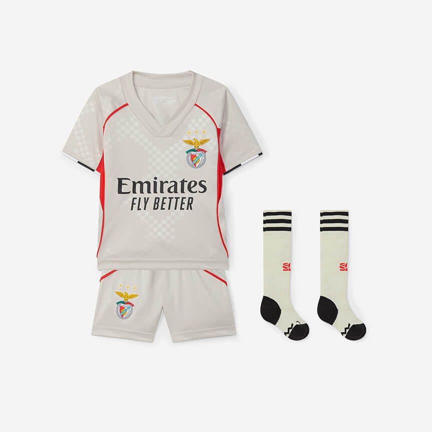 Réplica Mini Kit Alternativo Bege do SL Benfica 2025-2026