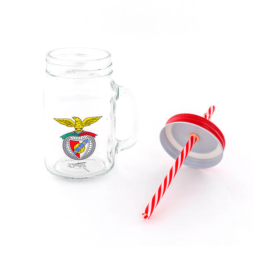 Copo de Vidro com Palhinha e Emblema SL Benfica