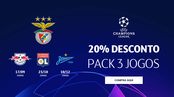 Bilhetes Pack 3 Jogos Champions League Benfica