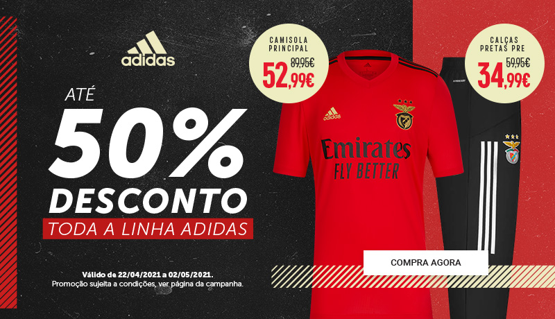 50% Desconto Coleção Adidas Benfica