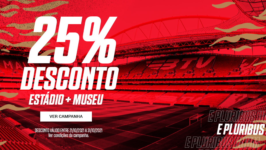 25% Desconto Visitas Estádio e Museu